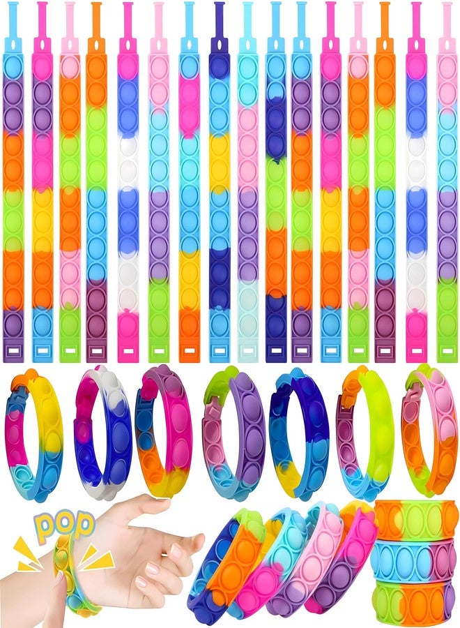 Sillyme 12pcs Return Gifts Birthday Party for Kids - Pop It Fidget Bracelet Band - Silicone Sensory Toys - Return Gift for Kids Age 6-10 10-12 - Birthday Return Gift 6-12 - Image 1